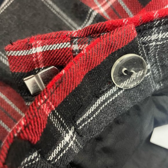 JANE BLANC PARIS M Tartan Flannel Mini Skirt Pencil Red High Waist Plaid Poket S - Picture 12 of 14